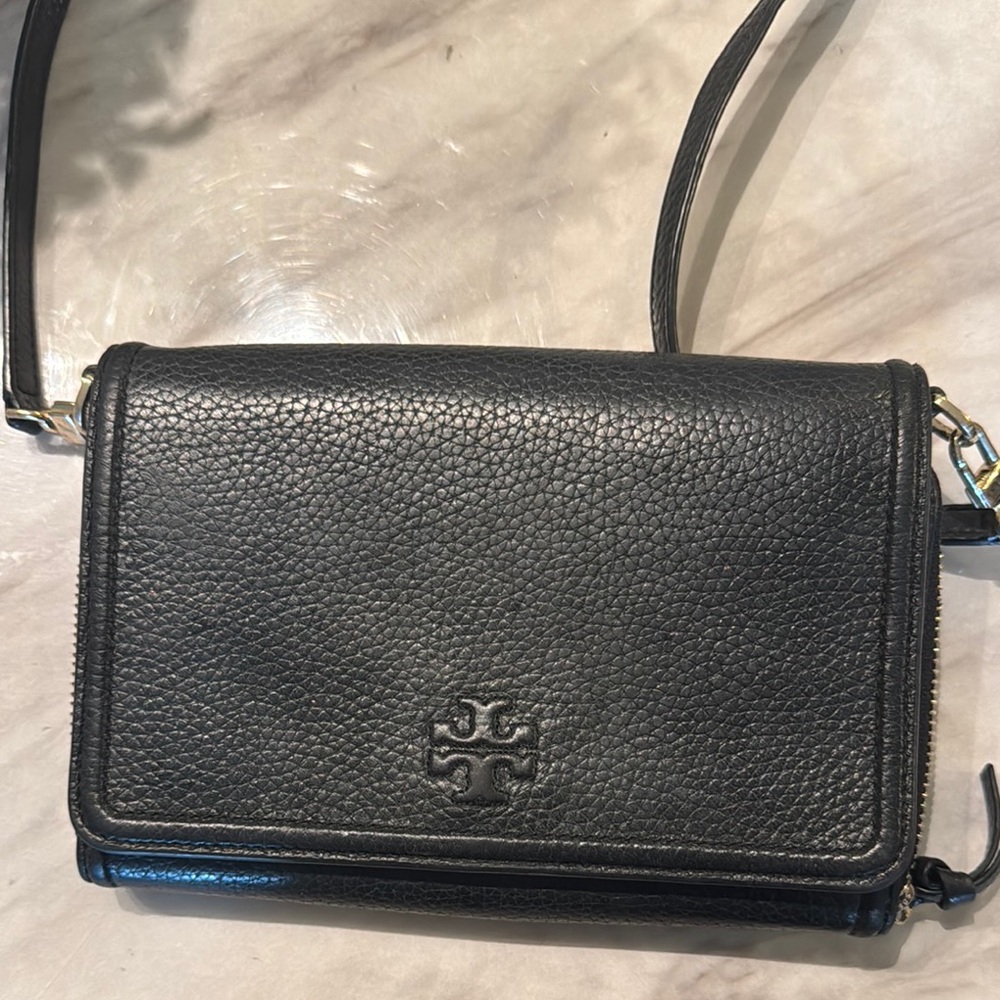 Tory Burch Black Pebbled Leather Crossbody